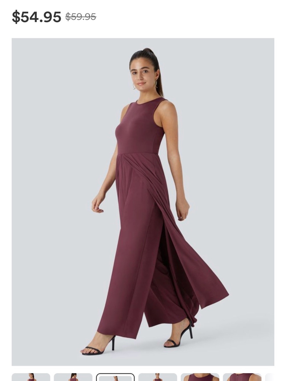 HALARA Sleeveless Jumpsuit in Deep Plum